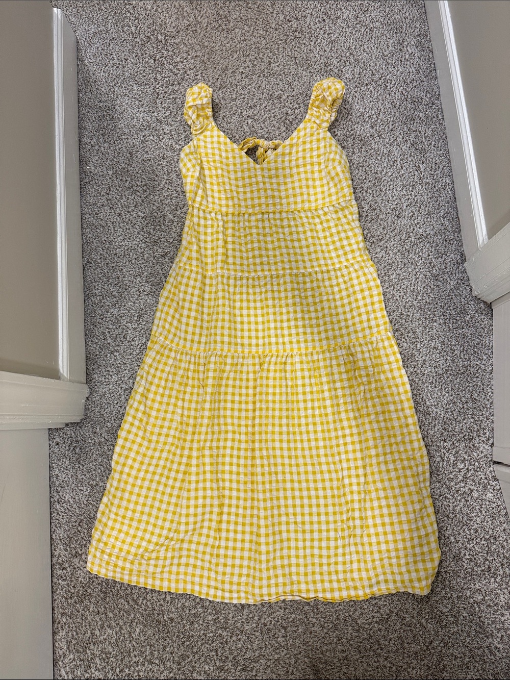 Old navy yellow & white gingham midi dress sz L large